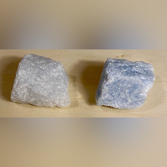 Set of 2 Raw Blue Calcite Crystals - Picture 3 of 6